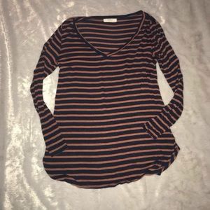 Pink and Navy striped long sleeve NWOT SM